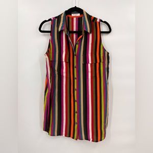 Equipment colorful silk striped sleeveless blouse size SMALL